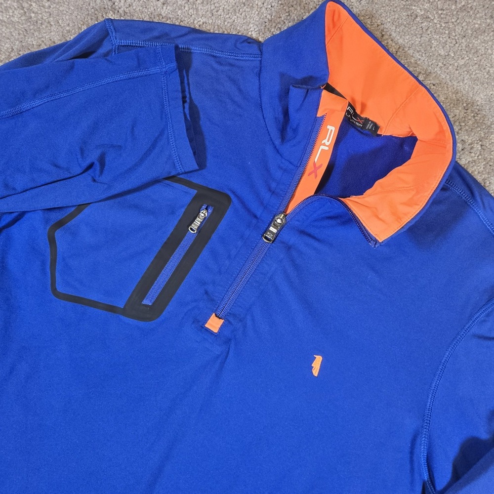 Ralph Lauren RLX Blue Orange 1/4 Zip Performance Pullover Golf Jacket Mens Large
